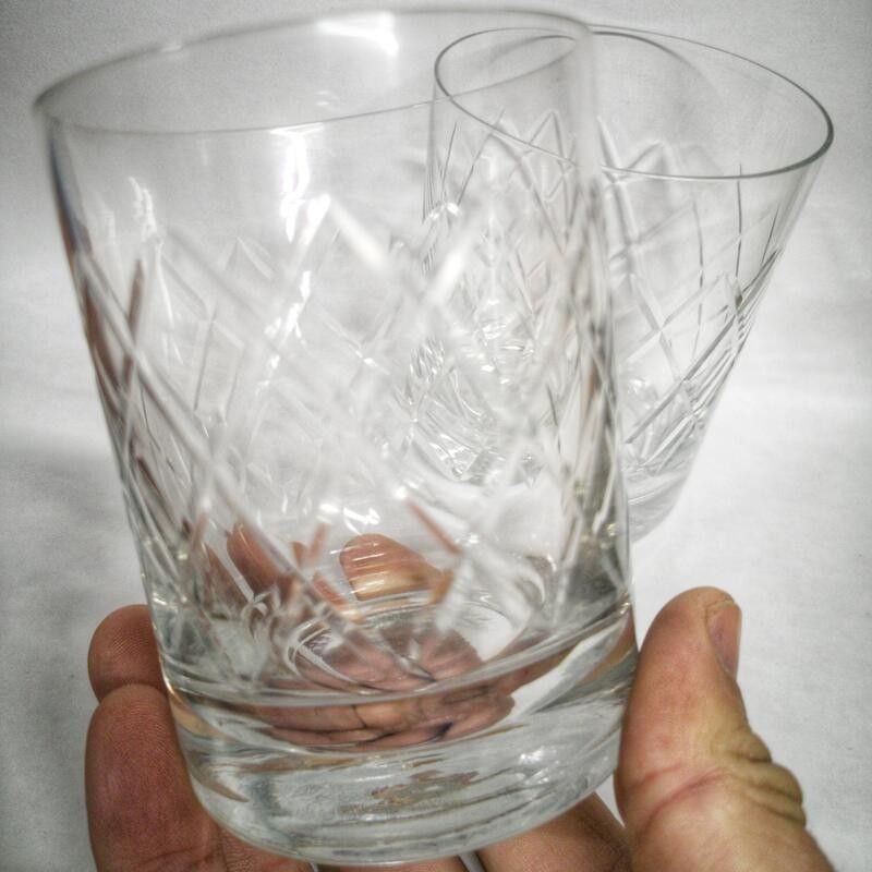Lot De 2 Verres à Whisky/cocktail En Cristal Ambré - Style Space Age 60's/70's