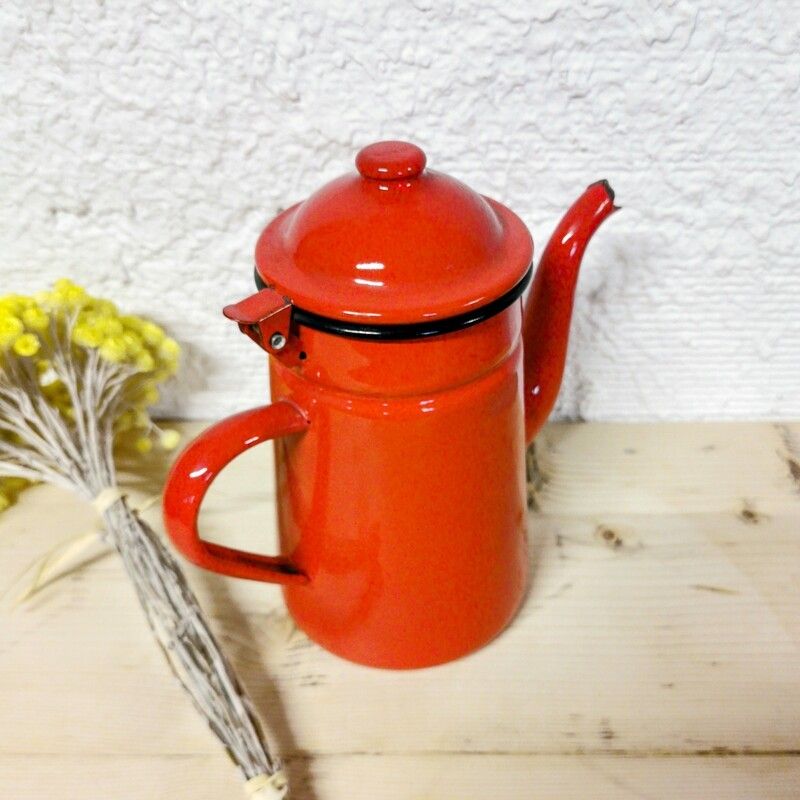 Ibili 910210 Cafetière Conique en acier émaillé vitrifié, Rouge, 1 l