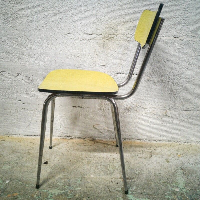 Chaise Enfant Vintage En Formica Orange - Années 70 - 50 Cm De Hauteur
