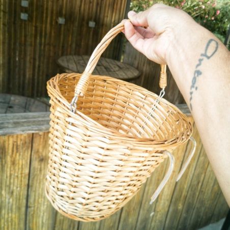 Panier Velo Enfant, Amovible Panier en Osier AV-Ant De Guidon De Vélo Enfant, Tricotage À La Main pour Filles Garçons, Scooter, Tricycle, Poussette, Accessoires De pour