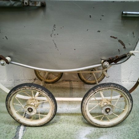 landau poupée ancien En Bois Métal Et Dentelle