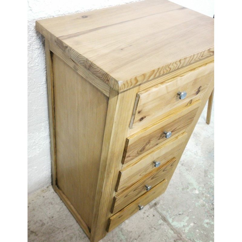 Commode Bois 5 Tiroirs En Pin Naturel Portable Ameublement CM