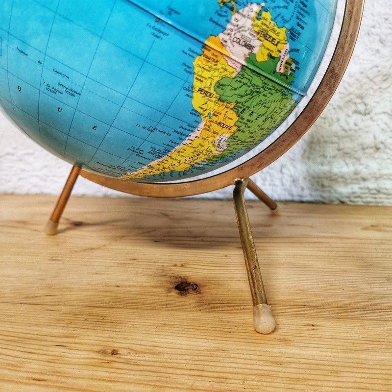 Globe Terrestre Déco Noir - Dimensions 15x14x18 Cm - Plastique - Pour Bureau, Salon, Chambre
