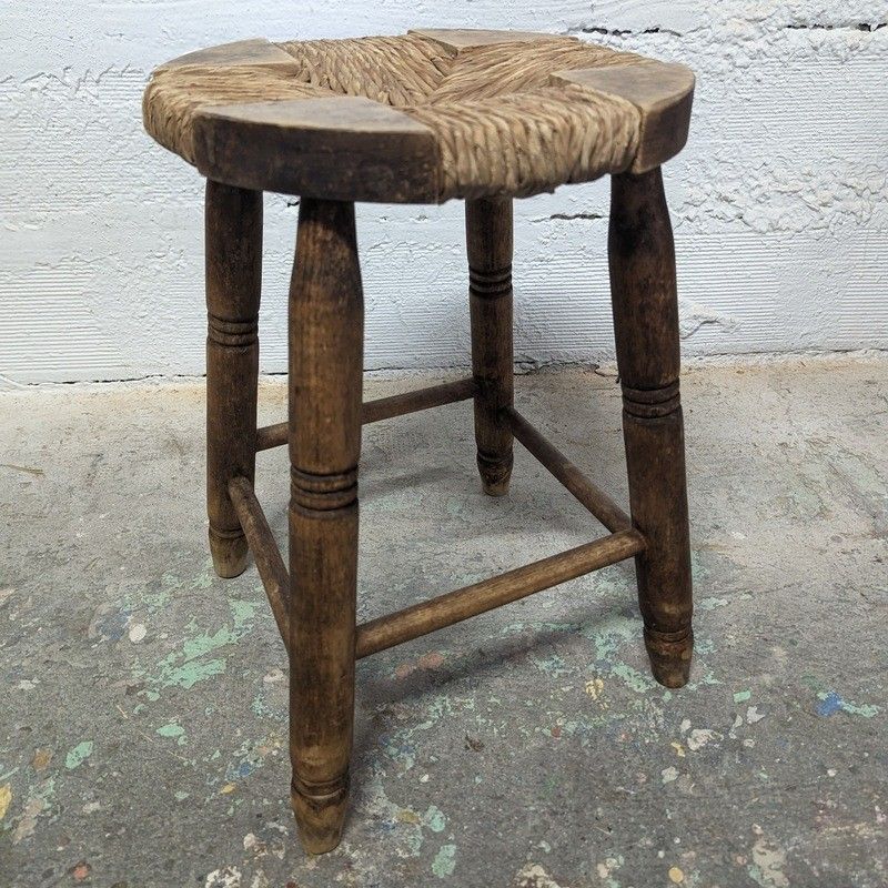 Tabouret Tissé En Herbe Pour Enfants - 29,5x29,5x19,5 Cm - Multifonction (repose-pied, Table Basse) - Intérieur Et Extérieur - 7