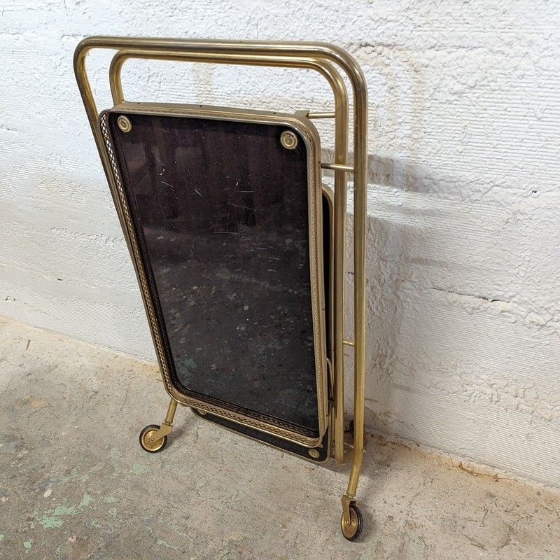 Chariot De Bar Vintage Italie Années 60/70 - Chromé Et Blanc, Design Rétro
