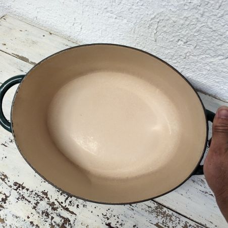 Cocotte artisanale ovale en fonte émaillée – 6,7 L, orange coucher de soleil