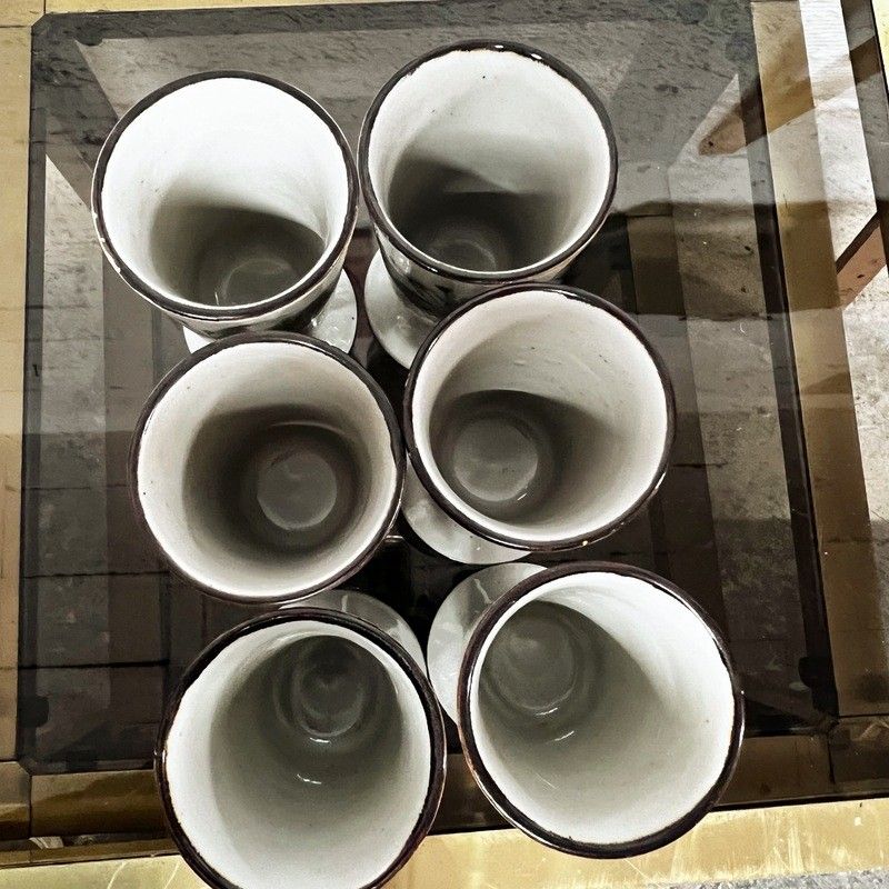 Lot De 4 Mazagrans Anciens En Porcelaine Décor Fleurs - Style Rétro Vintage, Pour Café Ou Décoration