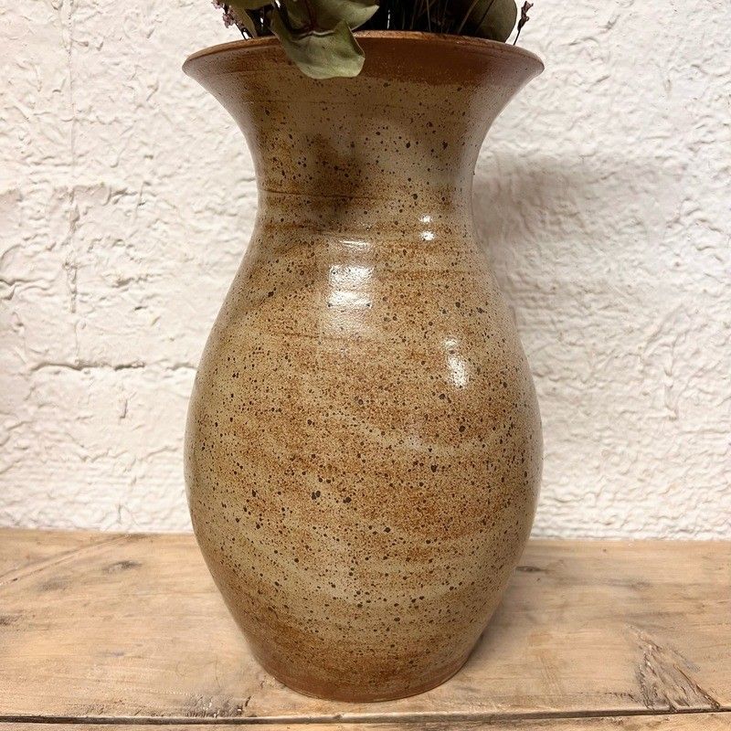 Vase En Grès Signé Gunnar Nylund Pour Rörstrand - Design Années 50, Moucheté Jaune/vert