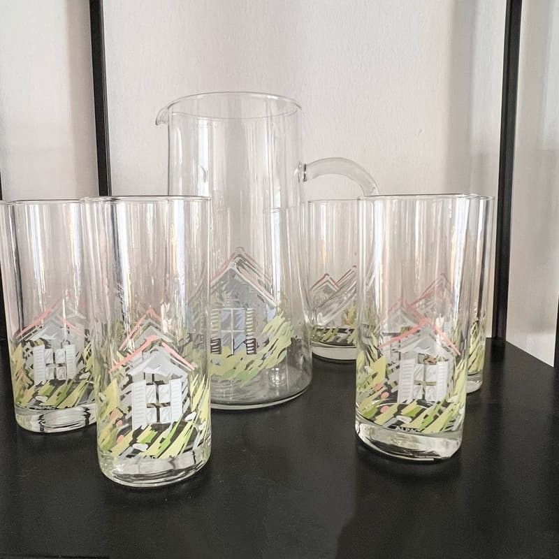 Service à Orangeade Vintage, Pichet Et Verres En Plastique Orange, Année 70/80
