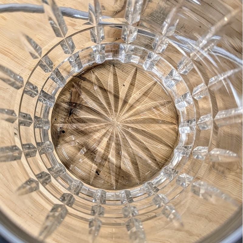 Rare Seau À Champagne ou à glaçons en cristal contour et anses en métal