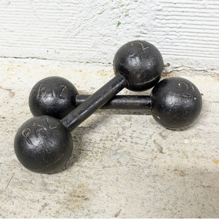 Paire D'haltères Fonte 3 Lb (1,36 Kg) - Vintage Rond - Gym Training - Lot De 2