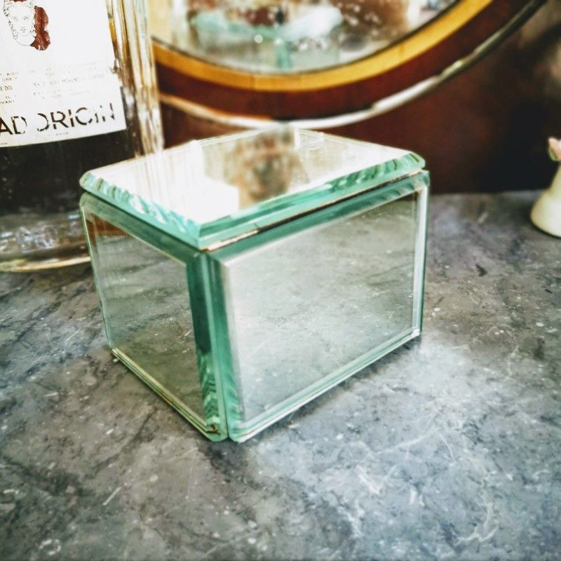 ANCIENNE BOITE A bijou coffret en glace miroir EUR 29,99 - IT