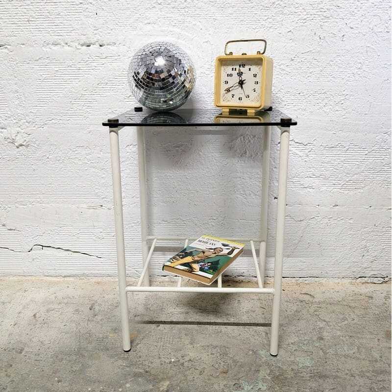 Table d'appoint vintage métal et verre | L'Atelier Imparfait