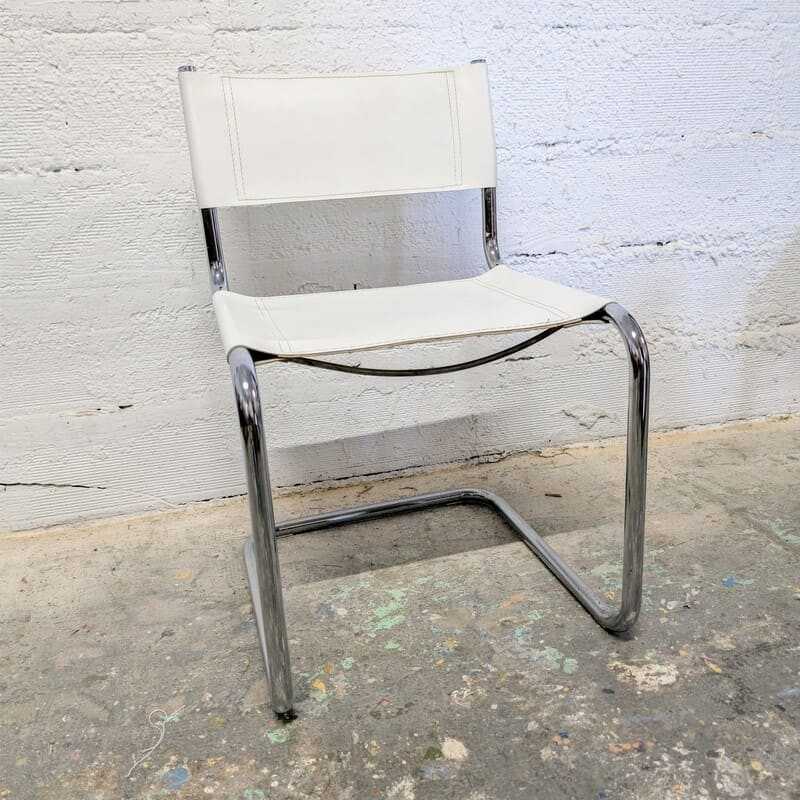 Chaise Cantilever Chrome et Skaï | L'Atelier Imparfait