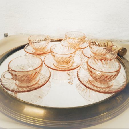 Service à Café Arcoroc Ambre Collection Shell - 6 Tasses Vintage - Occasion