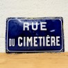 Plaque émaillée RUE DU CIMETIERE | L'Atelier Imparfait