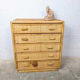 Commode en rotin clair et...