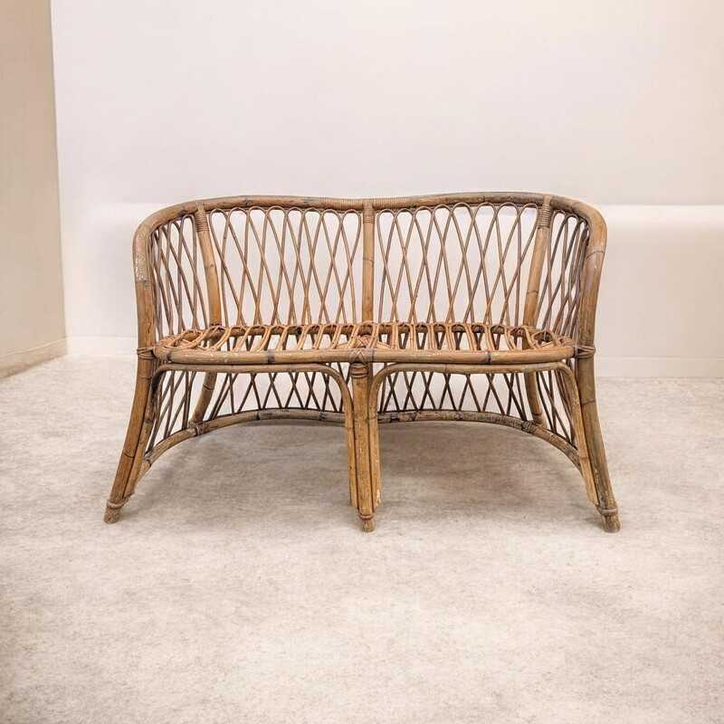 Banquette en rotin tressé vintage | l'Atelier Imparfait