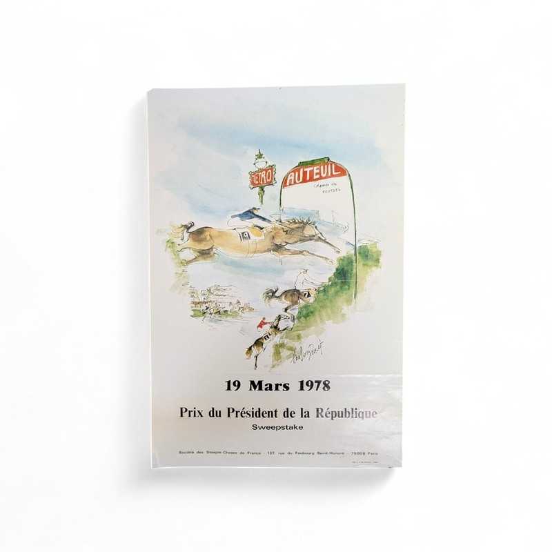 Affiche hippique Auteuil 1978 Prix Président République