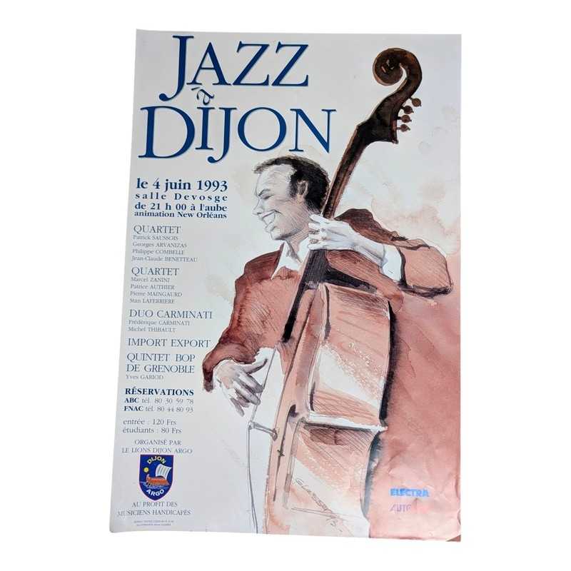 Affiche originale Jazz à Dijon 1993 – Contrebasse | l'Atelier Imparfait