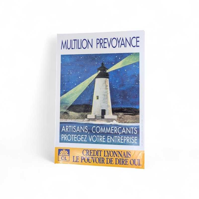 Affiche vintage Crédit Lyonnais Multilion Prévoyance phare