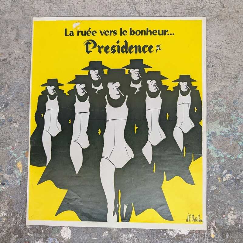 Affiche pub vintage Présidence J.F. Batellier années 70