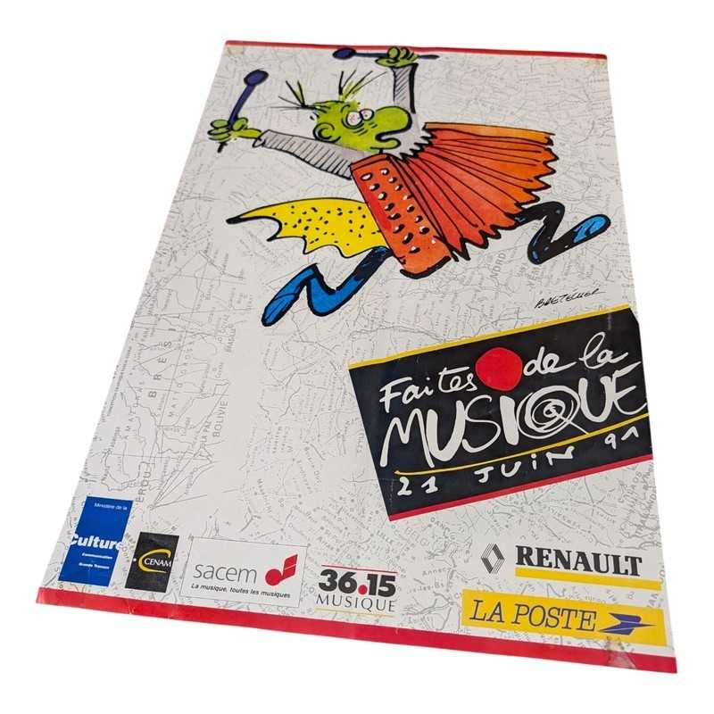Affiche Fête de la Musique 21 juin 1991 – originale