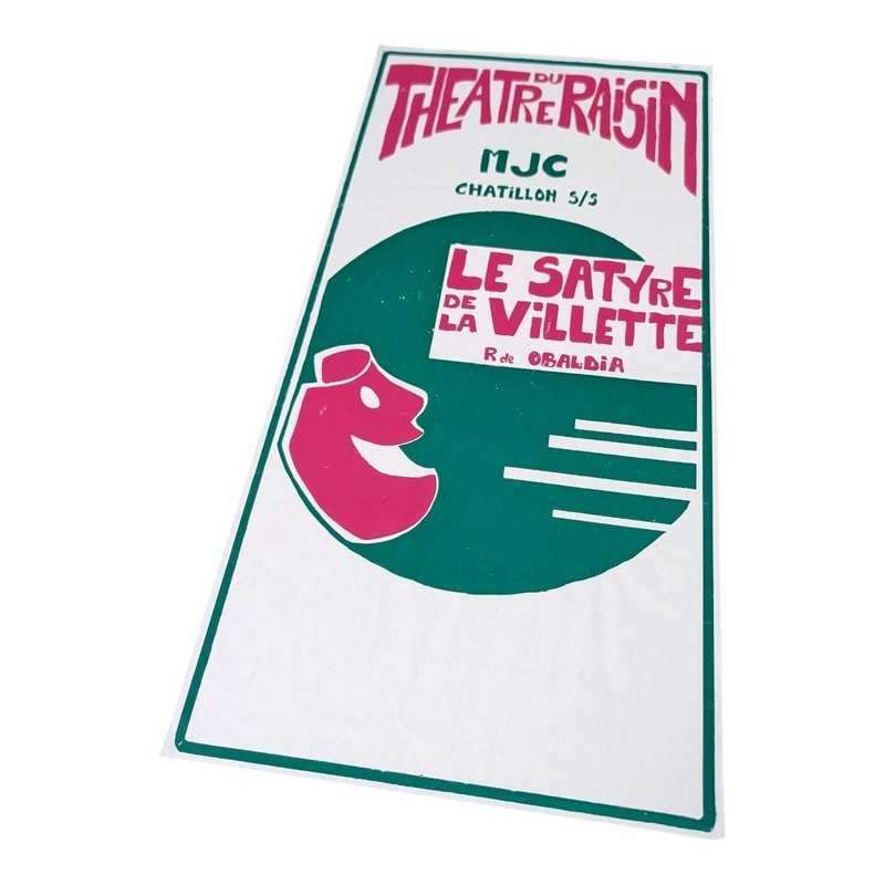 Affiche théâtre Le Satyre de la Villette – Obaldia vintage