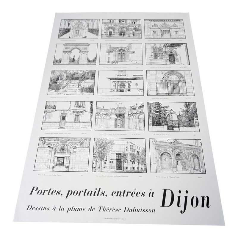 Affiche Dijon dessins plume Thérèse Dubuisson vintage