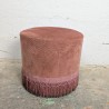 Pouf Rond Velours Vieux Rose à Franges Vintage | L'Atelier Imparfait