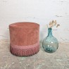 Pouf Rond Velours Vieux Rose à Franges Vintage | L'Atelier Imparfait