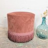 Pouf Rond Velours Vieux Rose à Franges Vintage | L'Atelier Imparfait