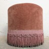 Pouf Rond Velours Vieux Rose à Franges Vintage | L'Atelier Imparfait