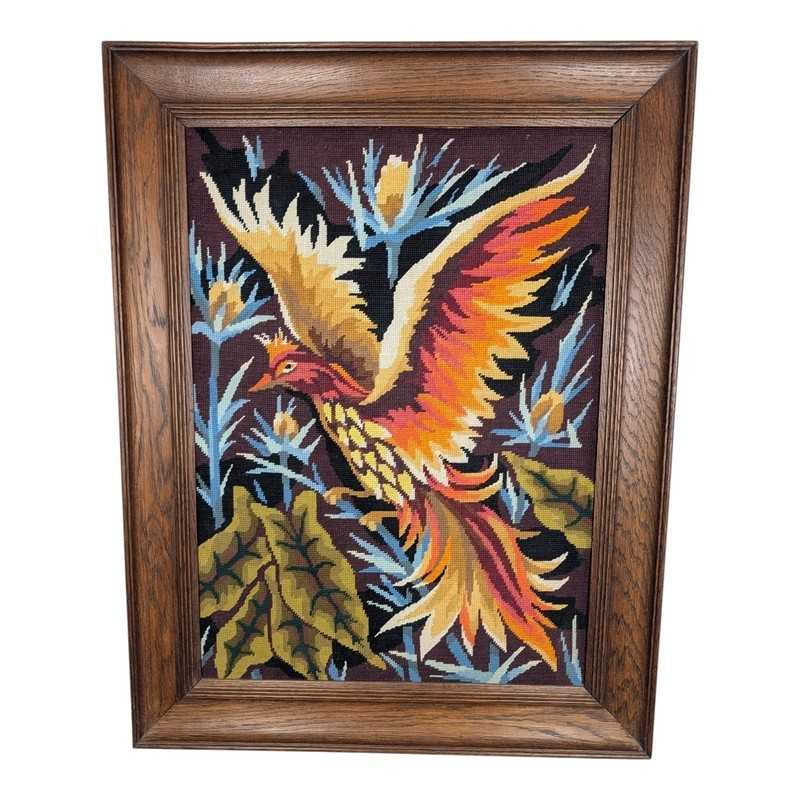 Canevas vintage oiseau de feu encadré | L'Atelier Imparfait