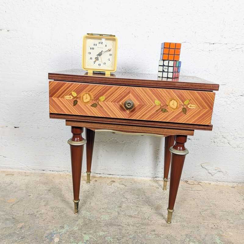Table de Chevet Marqueterie Vintage | L'Atelier Imparfait