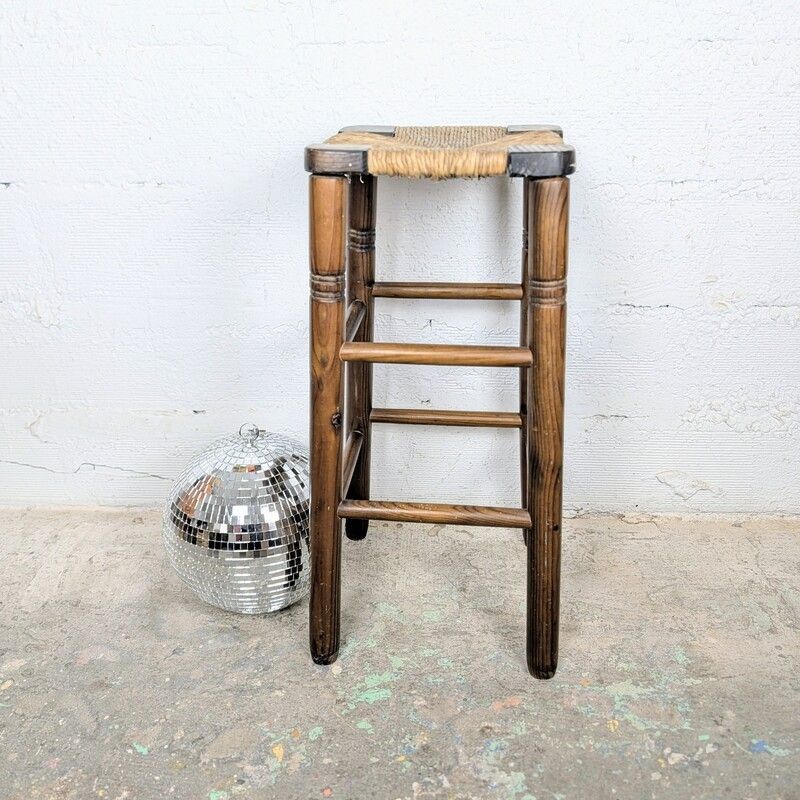 Tabouret Haut en Bois & Paille | L'Atelier Imparfait