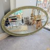 Grand Miroir Ovale Vintage Vert Sauge Strié | l'Atelier Imparfait