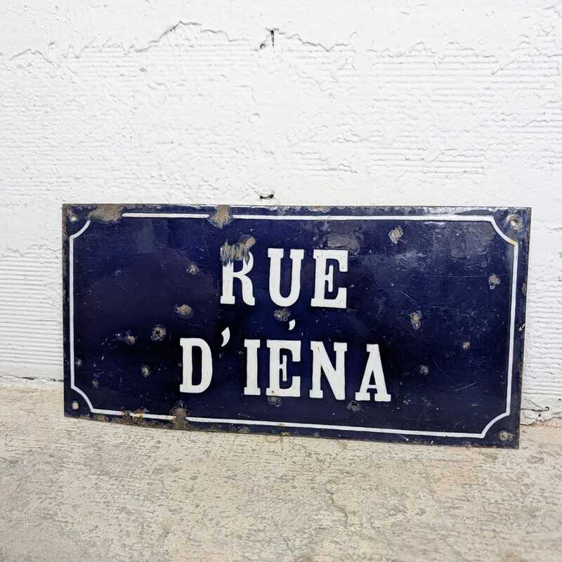 Plaque de rue émaillée ancienne Rue d'Iéna | L'Atelier Imparfait