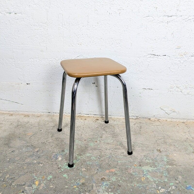 Tabouret Chrome et Skaï | L'Atelier Imparfait
