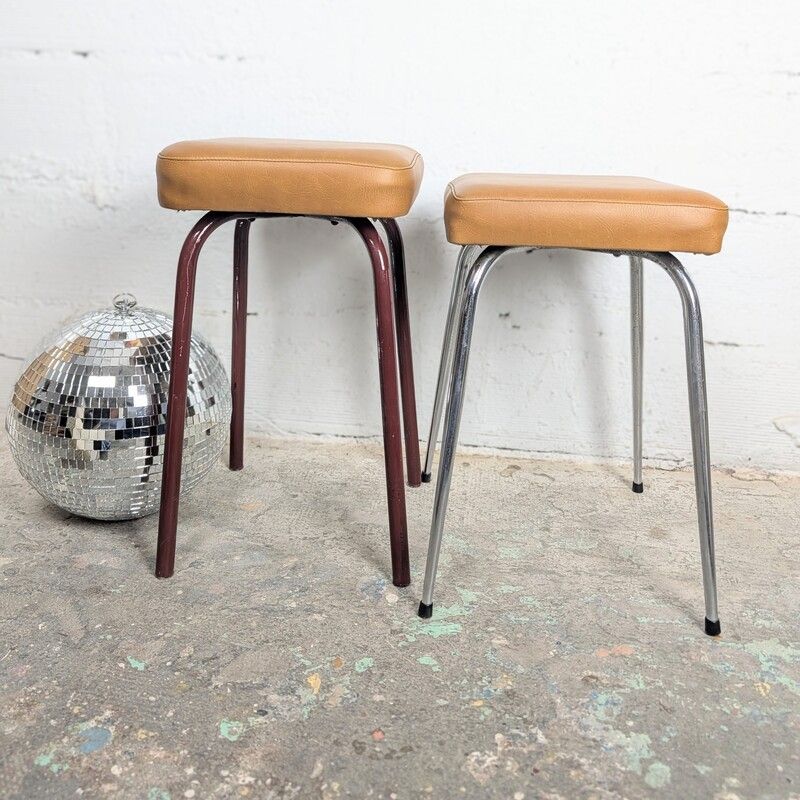 Tabouret Vintage Assise Skaï | L'Atelier Imparfait