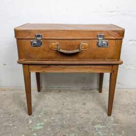 Valise en cuir camel
