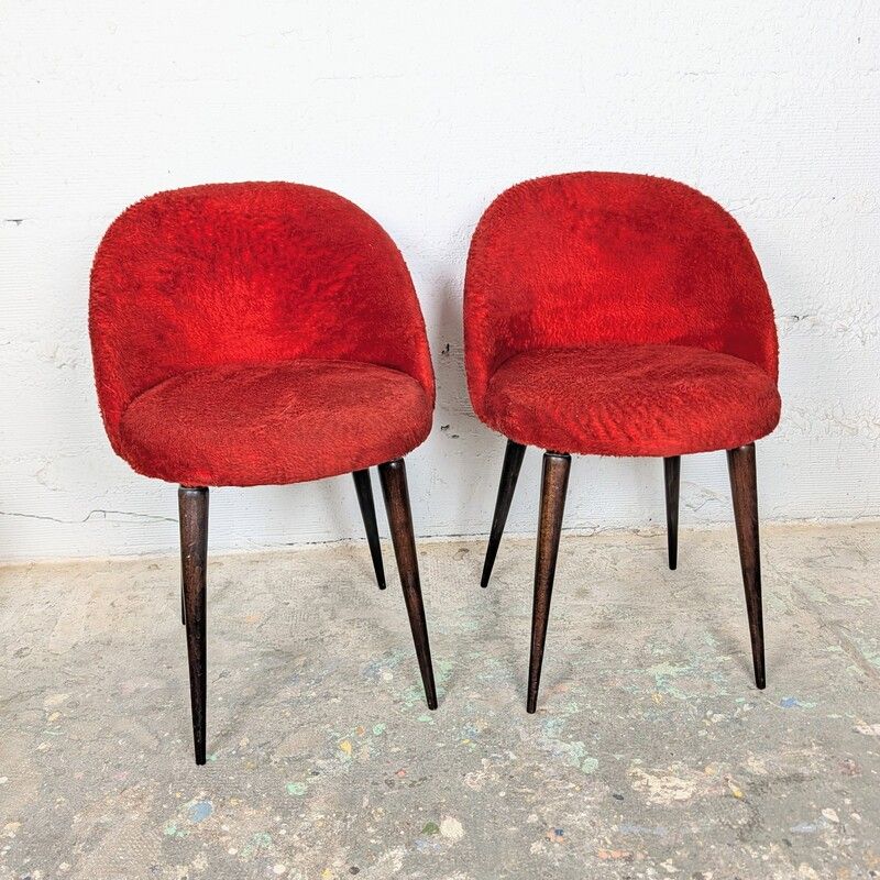 Paire de Chaises Cocktail Vintage Velours Rouge | L'Atelier Imparfait