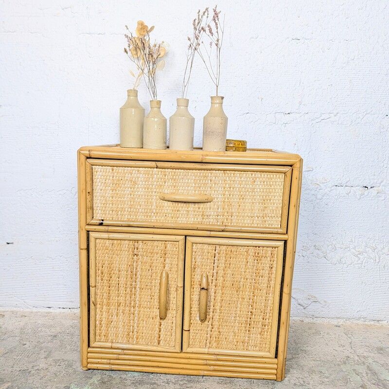 Petit meuble en bambou et rotin tressé | l'Atelier Imparfait