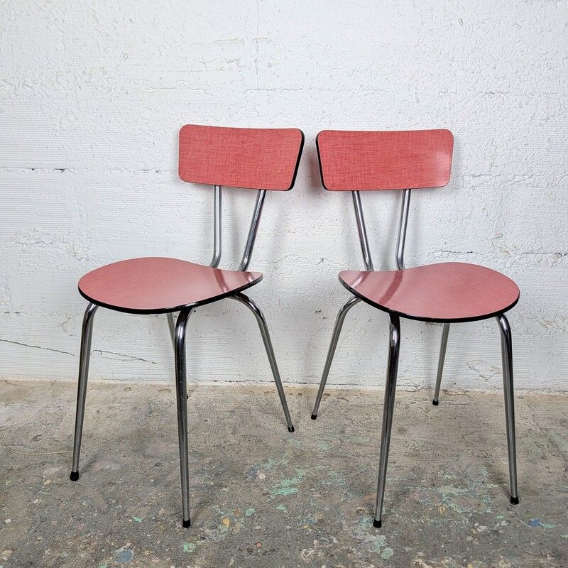 Paire de chaises formica rouge vintage années 60 | L'Atelier Imparfait