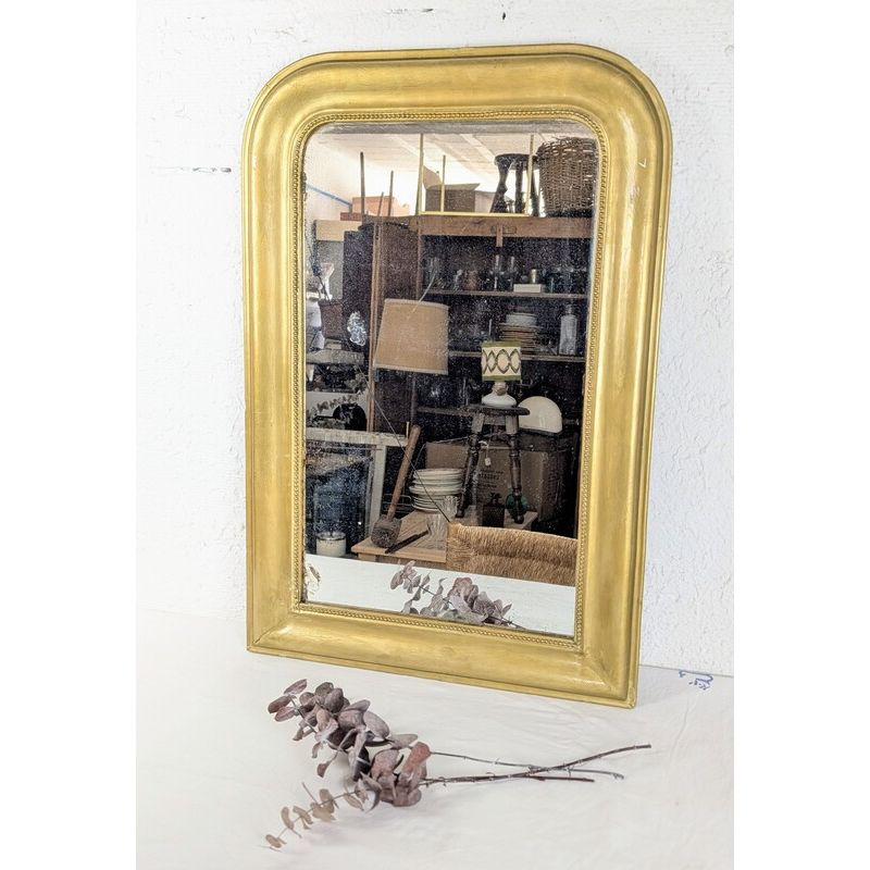 Miroir Louis Philippe doré à moulure perlée | l'Atelier Imparfait