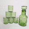 Service verre bullé vert vintage — carafe + 6 verres