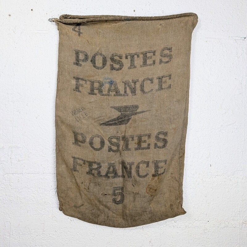 Sac postal Postes France vintage en jute