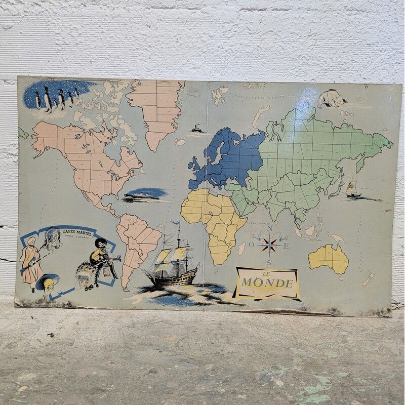 Carte du Monde Publicitaire Cafés Martel 1960 | l'Atelier Imparfait