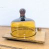 Cloche fromage verre ambré vintage & plateau bois | l'Atelier Imparfait