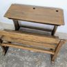 Pupitre d'école double et son banc en bois | L'Atelier Imparfait Pupitre d'école double et son banc en bois | L'Atelier Imparfait